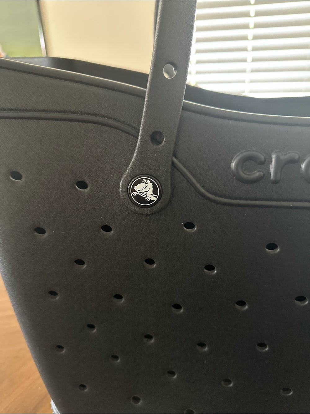 CROCS Black Perforated Large Tote Bag. 16.25 H X 21 W - Picture 2 of 4